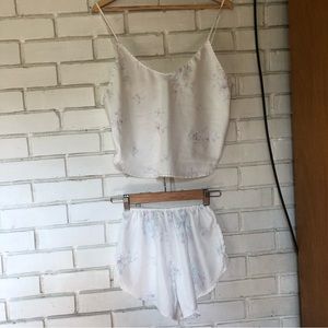 Vintage floral pattern lingerie sleep set shorts and tank top
